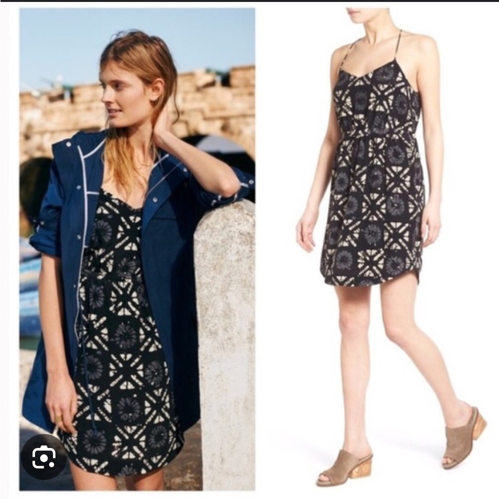 Madewell Starview Batik Grid Silk Dress Sz 2‎